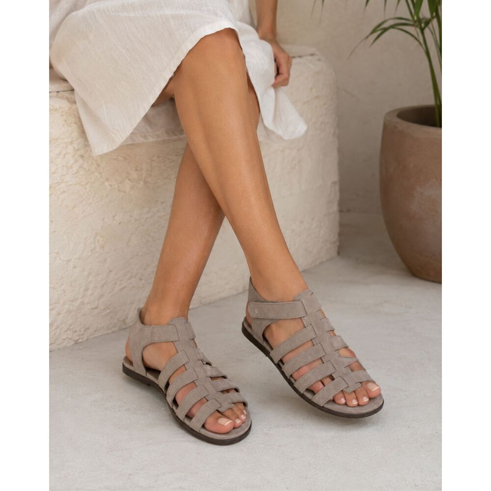 Vionic Shoes Womens Size 8 Gray Ritta Gladiator Sandals Suede Adjustable Comfort